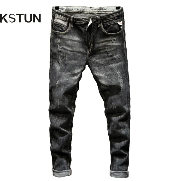 Black Jeans for Men Brand Slim Straight Stretch 2024 Spring And Autumn Streetwear Fashion Male Denim Pants Men's Trousers Casual