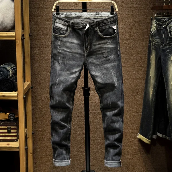 Black Jeans for Men Brand Slim Straight Stretch 2024 Spring And Autumn Streetwear Fashion Male Denim Pants Men's Trousers Casual - Image 2