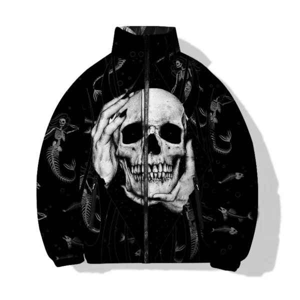 Cool Men's Cold Coat for Winter Men's Jackets 2024 Skeleton Comfortable and Warm 3D Digital Printing Parka Winter Man Roses Dog - Image 2