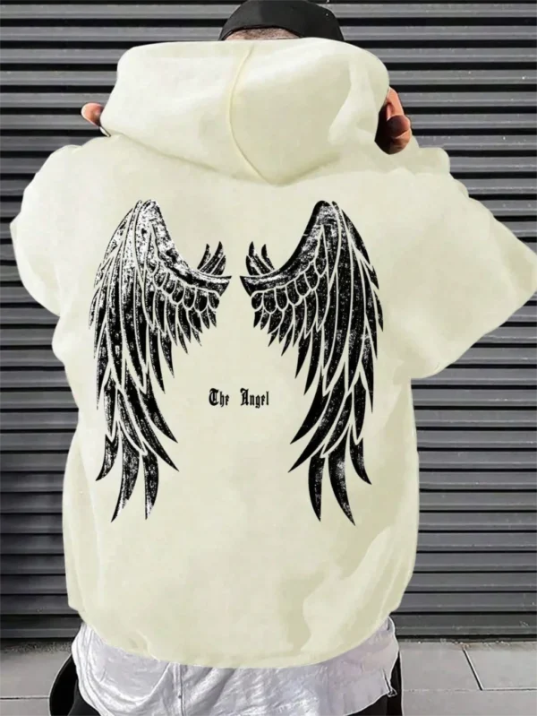 Autumn and Winter New Fashion Wing Printed Hoodie High Quality Men's Casual Street Sports and Fitness Clothing - Image 2