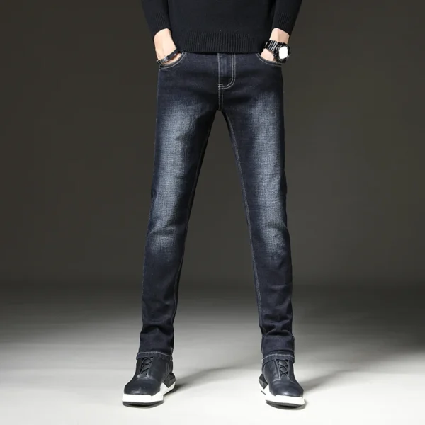 2024 Men's straight leg jeans loose casual pants Korean version trend slim fit versatile pants Men's trendy brand black blue - Image 4