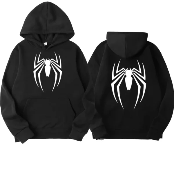 2024 New Men's Hoodie Street Fashion Spider Print Sweatshirt Fleece Ladies Casual Funny Loose Hoodie spiderman Men's clothing - Image 2