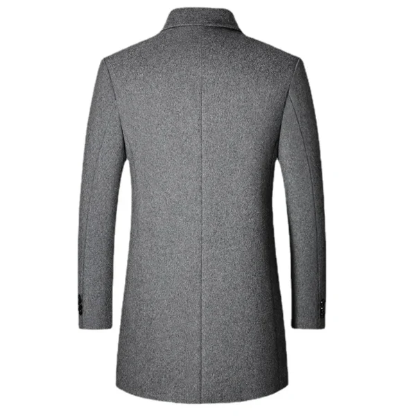 New Men Mid-length Slim-fit Woolen Coat With Stand-collar Solid Color Woolen Coat Casual Solid Coat For Men Jacket Style Blends - Image 2