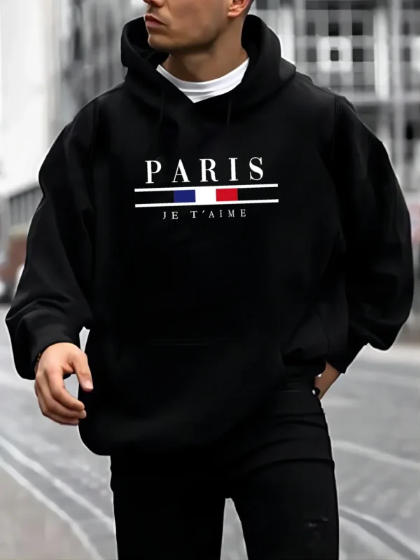 Fashionable Men's Hoodie with Street Casual Sports Style Long Sleeve and Kangaroo Pocket Fleece Sweatshirt for Autumn and Winter - Image 2