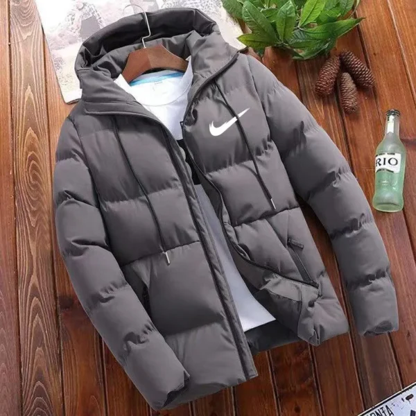 2024 Men's High Quality Classic Fashion New Zipper Printed Hooded Cotton Padded Jacket Outdoor Daily Windproof Down Coat - Image 5