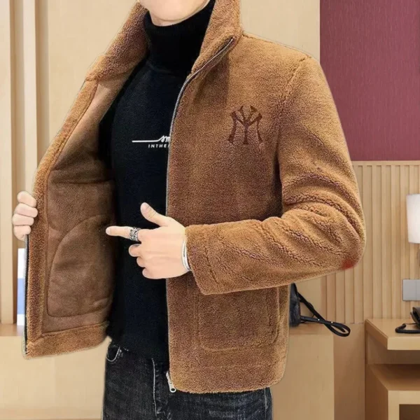 Popular 2024 Men's Autumn and Winter Imitation Lamb Wool Jacket Men's Lapel Jacket with Thick Fleece Men's Winter Jacket - Image 4