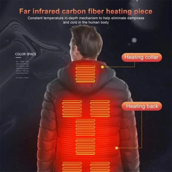 19/21 HEATING ZONES Men Women USB Heating Jackets Winter Warm Heated Parkas Electric Heated Jackets Waterproof Warm Jacket Coat - Image 6