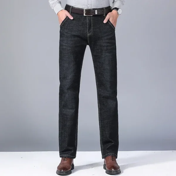 Autumn and Winter Stretch Men's Jeans Men's Style Straight and Versatile Denim Long Pants - Image 4