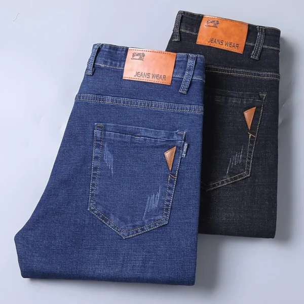 Men Fashion Straight Jeans Men 2024 New Stretch Slim Fit Pants Comfortable Soft Business Denim Trousers Male Brand Clothing - Image 4