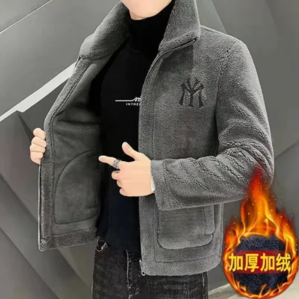 Popular 2024 Men's Autumn and Winter Imitation Lamb Wool Jacket Men's Lapel Jacket with Thick Fleece Men's Winter Jacket - Image 6