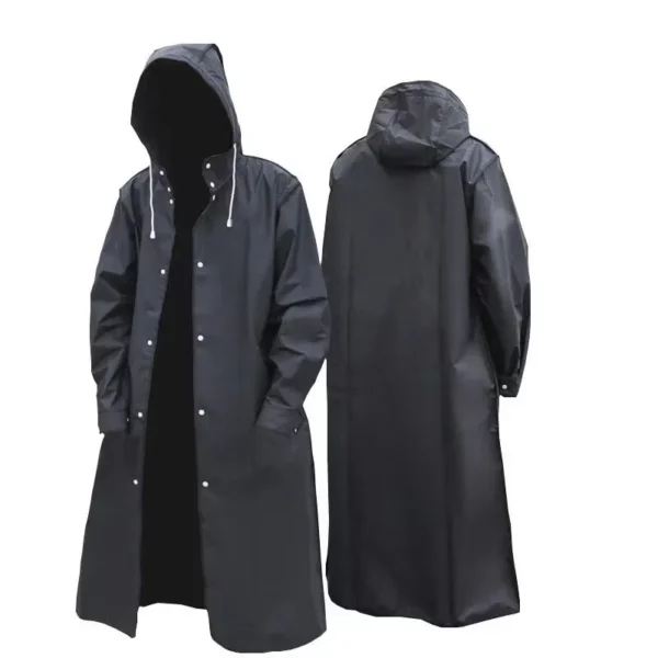 New Black Fashion Adult Waterproof Long Raincoat Ladies Men Raincoat Hooded Outdoor Hiking Trip Fishing Mountaineering - Image 4