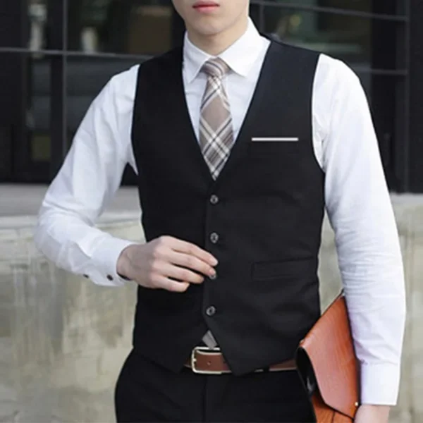 Men Formal Business Suit Vest Fashion Single Breasted V Neck Slim Fit Social Tuxedo Waistcoat Coat Vests Male Clothing - Image 2