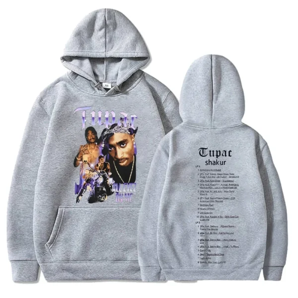 Tupac Hoodies 2pac Sweatshirts Rapper Printed Hoodie Streetwear Y2k Sweater Casual Loose Sweatshirt Autumn Fleece Pullover Hoody - Image 4