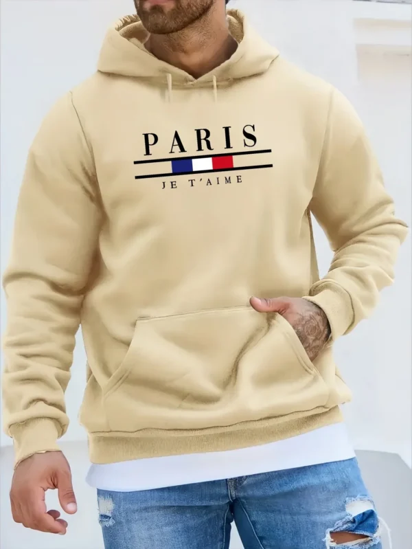 Fashionable Men's Hoodie with Street Casual Sports Style Long Sleeve and Kangaroo Pocket Fleece Sweatshirt for Autumn and Winter - Image 3