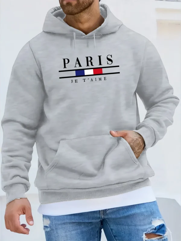 Fashionable Men's Hoodie with Street Casual Sports Style Long Sleeve and Kangaroo Pocket Fleece Sweatshirt for Autumn and Winter