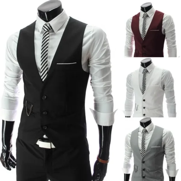 2023 New Arrival Dress Vests For Men Slim Fit Mens Suit Vest Male Waistcoat Gilet Homme Casual Sleeveless Formal Business Jacket