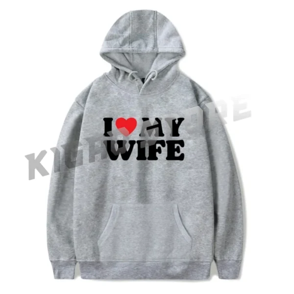 I Love My Wife Hoodie Sweatshirt Spring & Fall For Men/Women Long Sleeve Pullover Outerwear Streetwear - Image 3