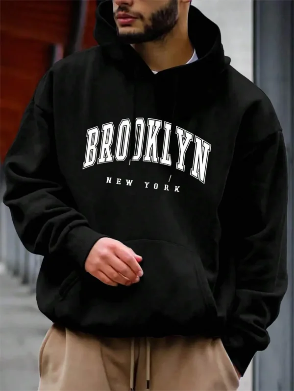 Brooklyn New York Printing Men Hoody O-Neck All Match Loose Comfortable Sweatshirt Fashion Fleece Basic Hoodie Autumn Clothes - Image 2