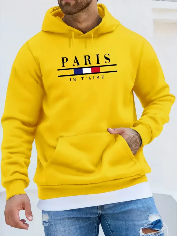 Fashionable Men's Hoodie with Street Casual Sports Style Long Sleeve and Kangaroo Pocket Fleece Sweatshirt for Autumn and Winter - Image 4