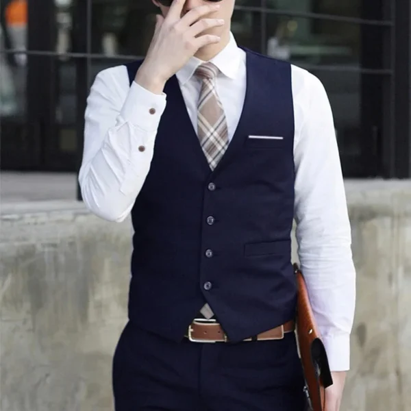 Men Formal Business Suit Vest Fashion Single Breasted V Neck Slim Fit Social Tuxedo Waistcoat Coat Vests Male Clothing - Image 3