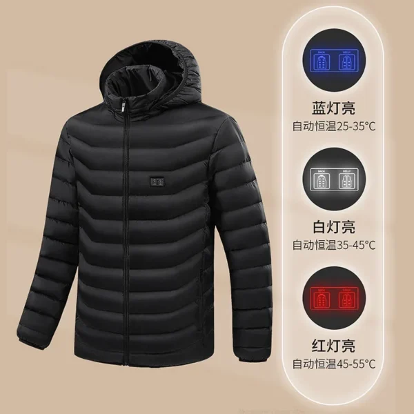 19/21 HEATING ZONES Men Women USB Heating Jackets Winter Warm Heated Parkas Electric Heated Jackets Waterproof Warm Jacket Coat - Image 5