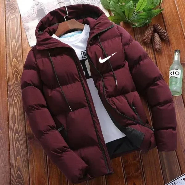 2024 Men's High Quality Classic Fashion New Zipper Printed Hooded Cotton Padded Jacket Outdoor Daily Windproof Down Coat - Image 4