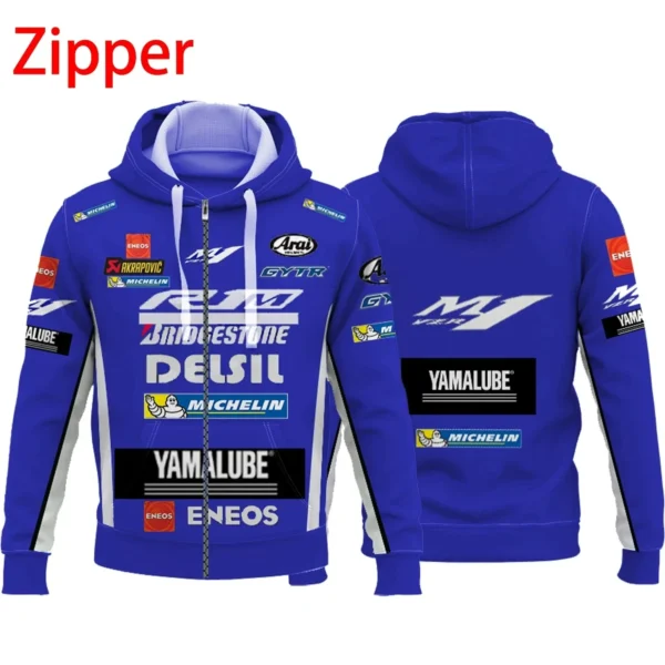 2024 Spring and Autumn Hot selling Men's Sports Printed Hoodie for Casual Extreme Sports M1 Blue Zipper Casual Hoodie - Image 3