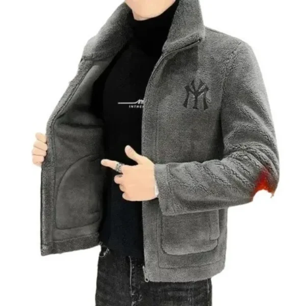 Popular 2024 Men's Autumn and Winter Imitation Lamb Wool Jacket Men's Lapel Jacket with Thick Fleece Men's Winter Jacket - Image 5