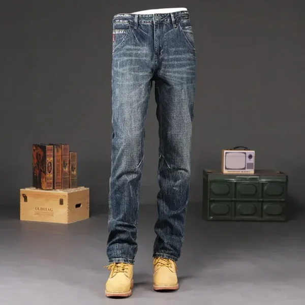 Jeans for Men Work Wear Male Cowboy Pants Large Size Trousers Straight Low Rise Spring Autumn Stylish Designer Classic Denim Xs - Image 3