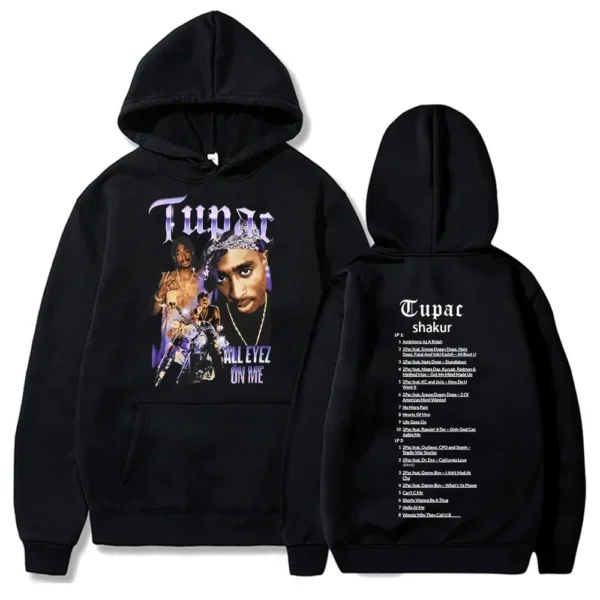 Tupac Hoodies 2pac Sweatshirts Rapper Printed Hoodie Streetwear Y2k Sweater Casual Loose Sweatshirt Autumn Fleece Pullover Hoody - Image 2