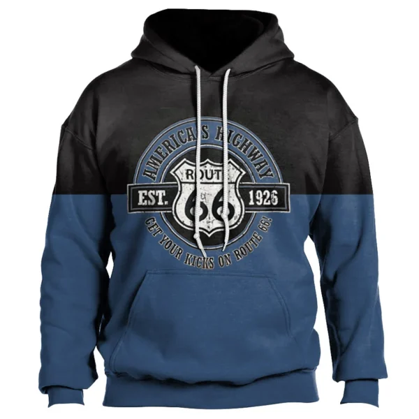 Vintage Hoodie Route 66 3d Moto Print Hoodies Fashion Hoodies Streetwear Casual Jacket Sweatshirts For Men Oversize Sweatshirt - Image 4