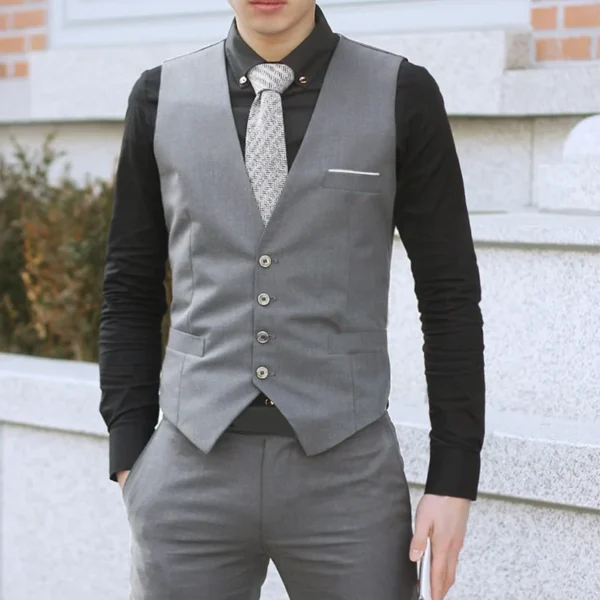 Men Formal Business Suit Vest Fashion Single Breasted V Neck Slim Fit Social Tuxedo Waistcoat Coat Vests Male Clothing