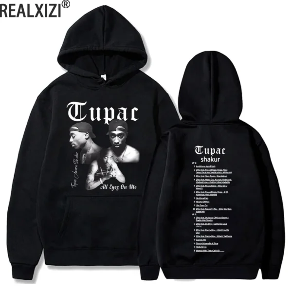 Tupac Hoodies 2pac Sweatshirts Rapper Printed Hoodie Streetwear Y2k Sweater Casual Loose Sweatshirt Autumn Fleece Pullover Hoody