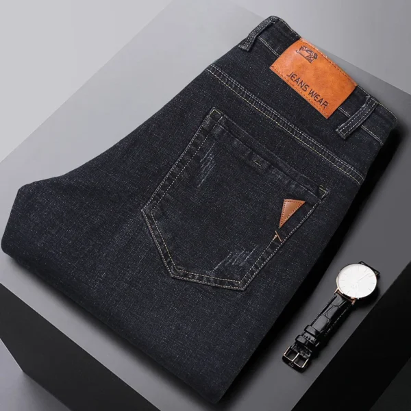 2024 NEW Men's Fashion Business Jeans Classic Style Casual Stretch Slim Jean Pants Male Brand Denim Trousers Black Blue - Image 5