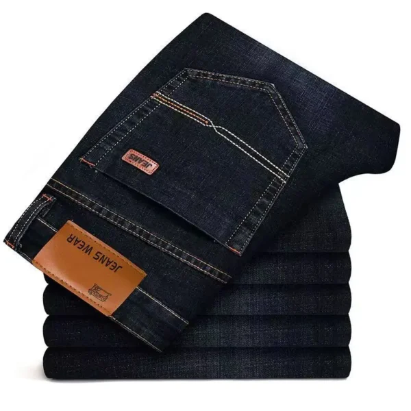 2024 NEW Men's Fashion Business Jeans Classic Style Casual Stretch Slim Jean Pants Male Brand Denim Trousers Black Blue - Image 3