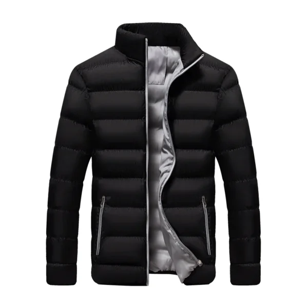 M-5XL New Men's Winter Thick Jacket Stand Neck Zipper for Warmth and Contrast Color Short Jacket Slim Fitting and Versatile Jac - Image 6