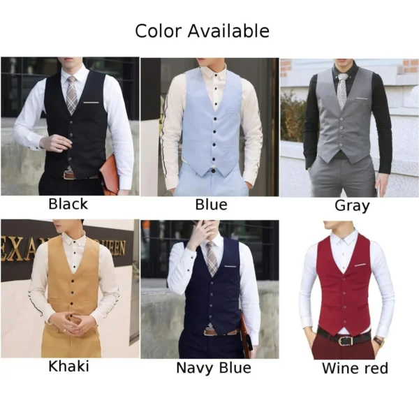 Men Formal Business Suit Vest Fashion Single Breasted V Neck Slim Fit Social Tuxedo Waistcoat Coat Vests Male Clothing - Image 6