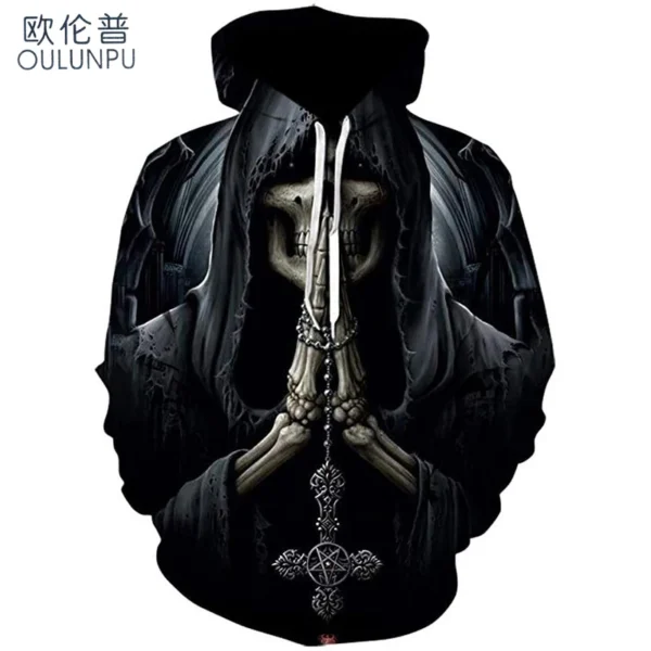 Man Skull 3d Hoodies Fashion Streetwear Woman Sleep Top Unisex Sports Wear - Image 3