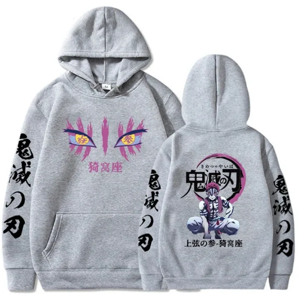 2024 Japanese Anime Demon Slayer Hoodies for Men Manga Graphic Streetwear Pullover Hoody Long Sleeve Fleece Hooded Sweatshirt - Image 3