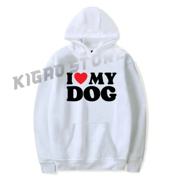 I Love My Dog Hoodie Sweatshirt Spring & Fall For Men/Women Long Sleeve Pullover Outerwear Streetwear - Image 2