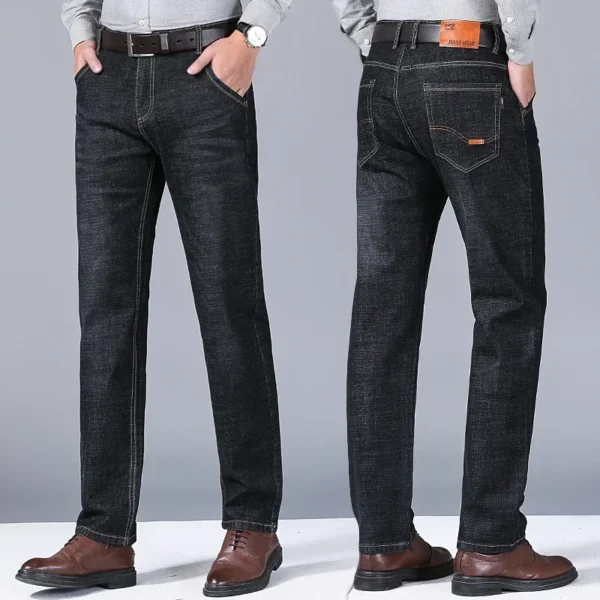 Autumn and Winter Stretch Men's Jeans Men's Style Straight and Versatile Denim Long Pants - Image 3