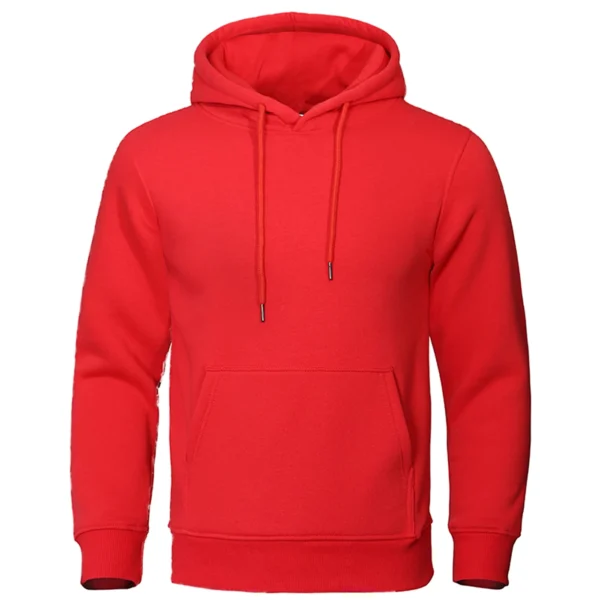 Solid Color Men Hoodies Fleece Warm Mens Sweatshirt Fashion Streetwear Casual Men's Loose Breathable Pullovers Brand Hoody - Image 3