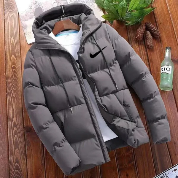 2024 Men's High Quality Classic Fashion New Zipper Printed Hooded Cotton Padded Jacket Outdoor Daily Windproof Down Coat - Image 3