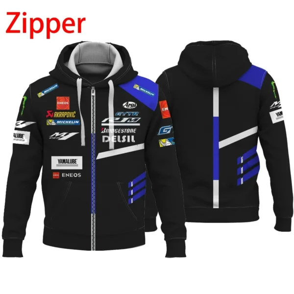 2024 Spring and Autumn Hot selling Men's Sports Printed Hoodie for Casual Extreme Sports M1 Blue Zipper Casual Hoodie - Image 4