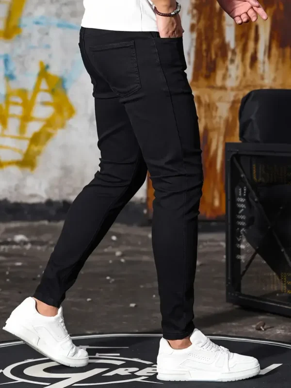 Spring Autumn Men Slim Fit Denim Pants Cotton Stretch Blue Fashion Denim Jeans Trousers Classic Daily Pencil Pants Trousers - Image 3