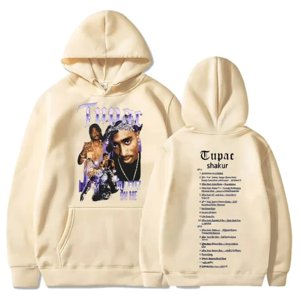 Tupac Hoodies 2pac Sweatshirts Rapper Printed Hoodie Streetwear Y2k Sweater Casual Loose Sweatshirt Autumn Fleece Pullover Hoody - Image 5