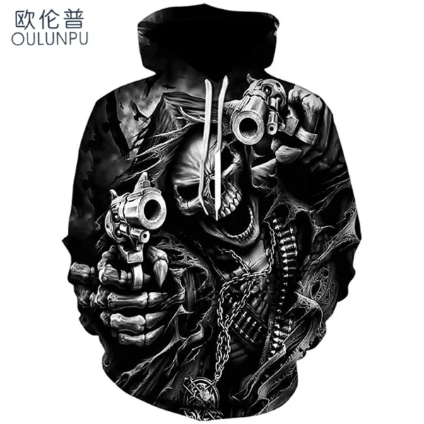 Man Skull 3d Hoodies Fashion Streetwear Woman Sleep Top Unisex Sports Wear - Image 2