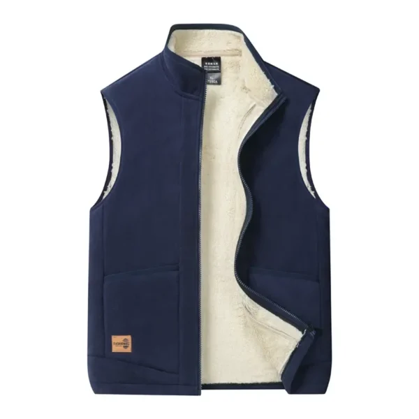 2024 Autumn and Winter Lambswool Vests Men New Warm Padded Stand-up Collar Large Size Casual Versatile Trend Jacket Shoulders - Image 3