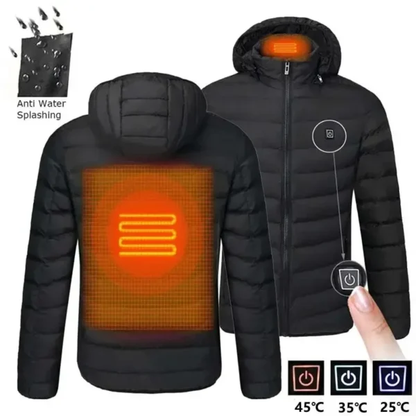 19/21 HEATING ZONES Men Women USB Heating Jackets Winter Warm Heated Parkas Electric Heated Jackets Waterproof Warm Jacket Coat - Image 2