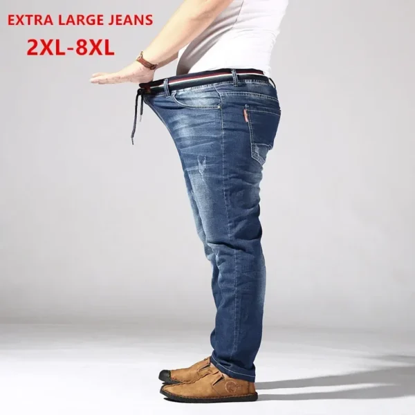 Distressed Extra Large Jeans For Men Stretch Denim Trousers 6XL 7XL 8XL Big Plus Size Mens Ripped Pants 160KG Male Elastic Jean